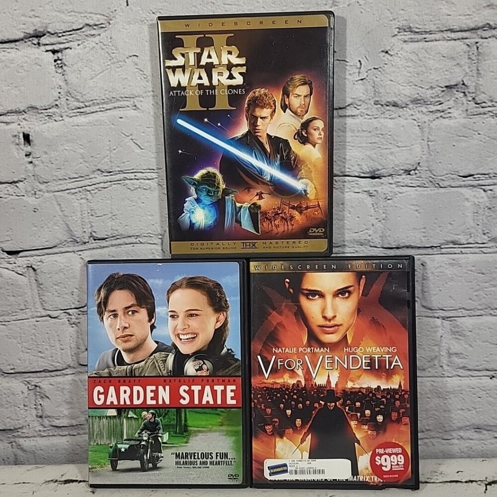 Natalie Portman Movies DVD Lot V For Vendetta Garden Stat Star Wars II Clones
